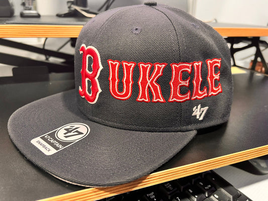 Boston Bukele Red and White Outline