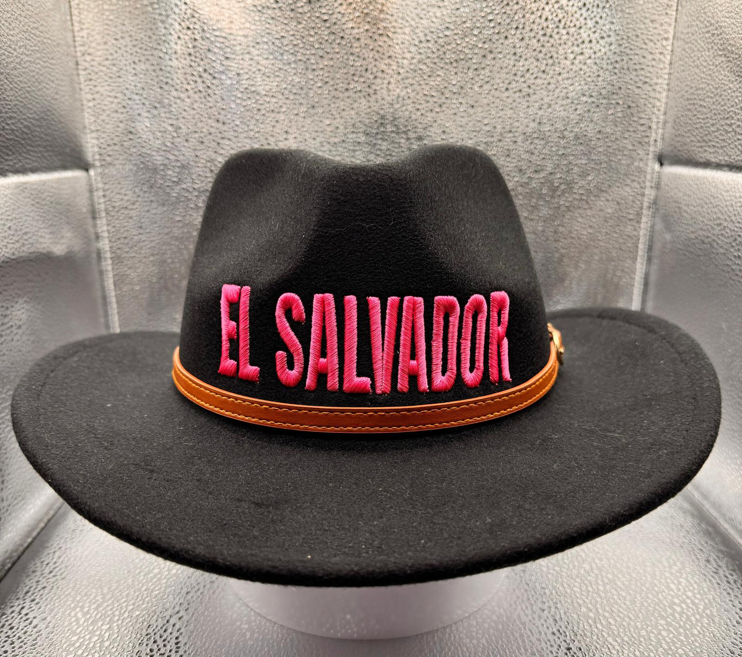 Black Cowboy with Pink El Salvador Letters